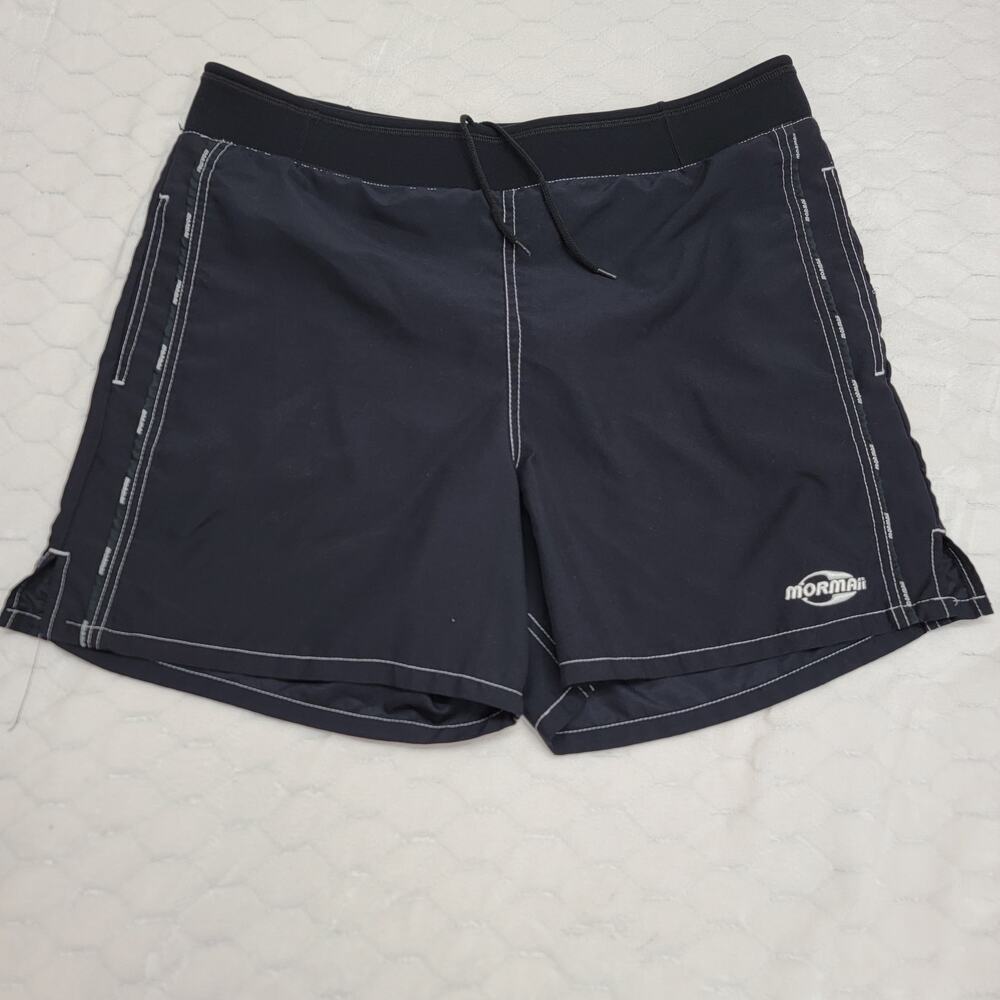 Mormaii Mens Board Shorts Size 36 Black Mesh Lined Swim Trunks Y2K Surf